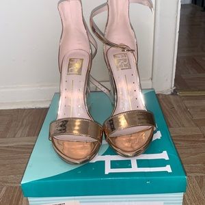 Rose gold/ clear heels